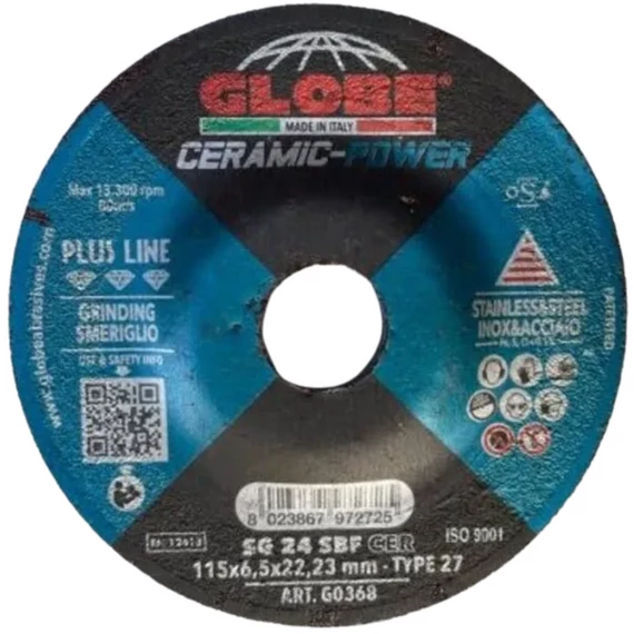 GLOBE kerámiaszemcsés csiszolókorong 125x6,5 mm